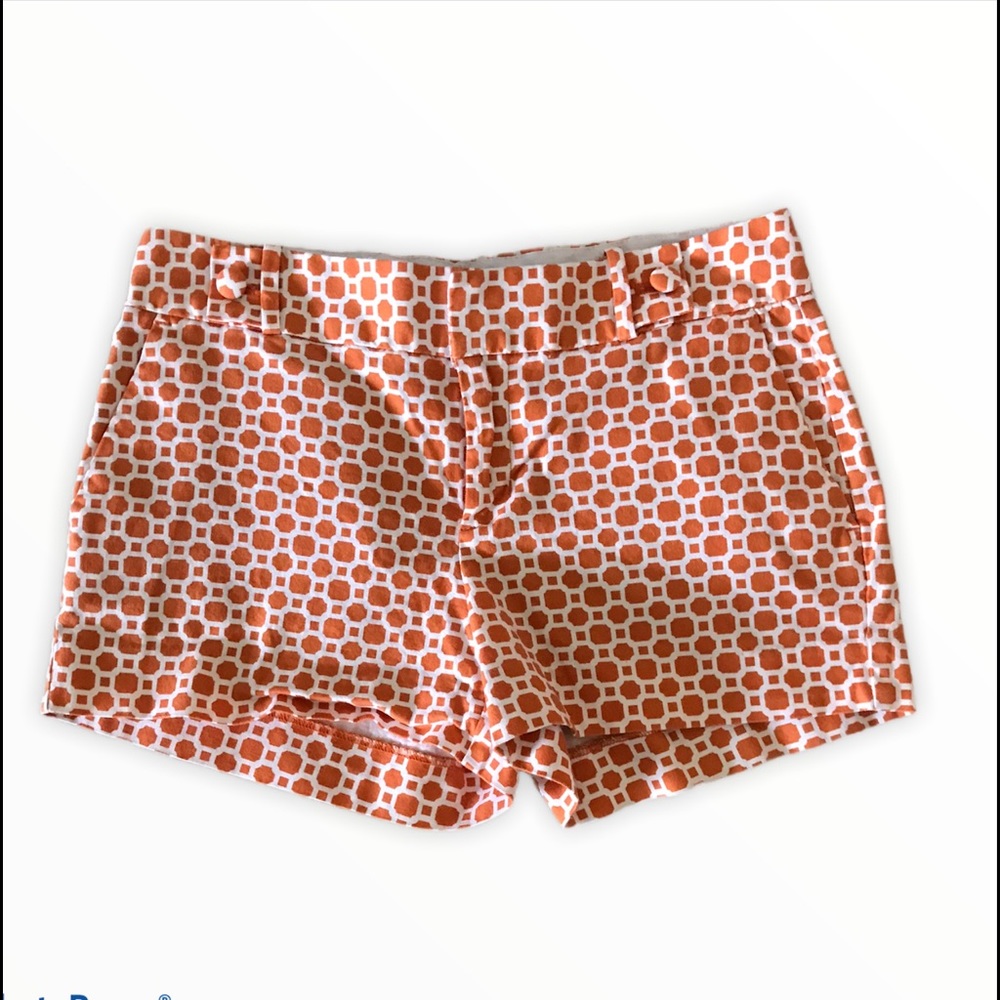 Banana Republic Size 6 Orange & White Shirt Shorts